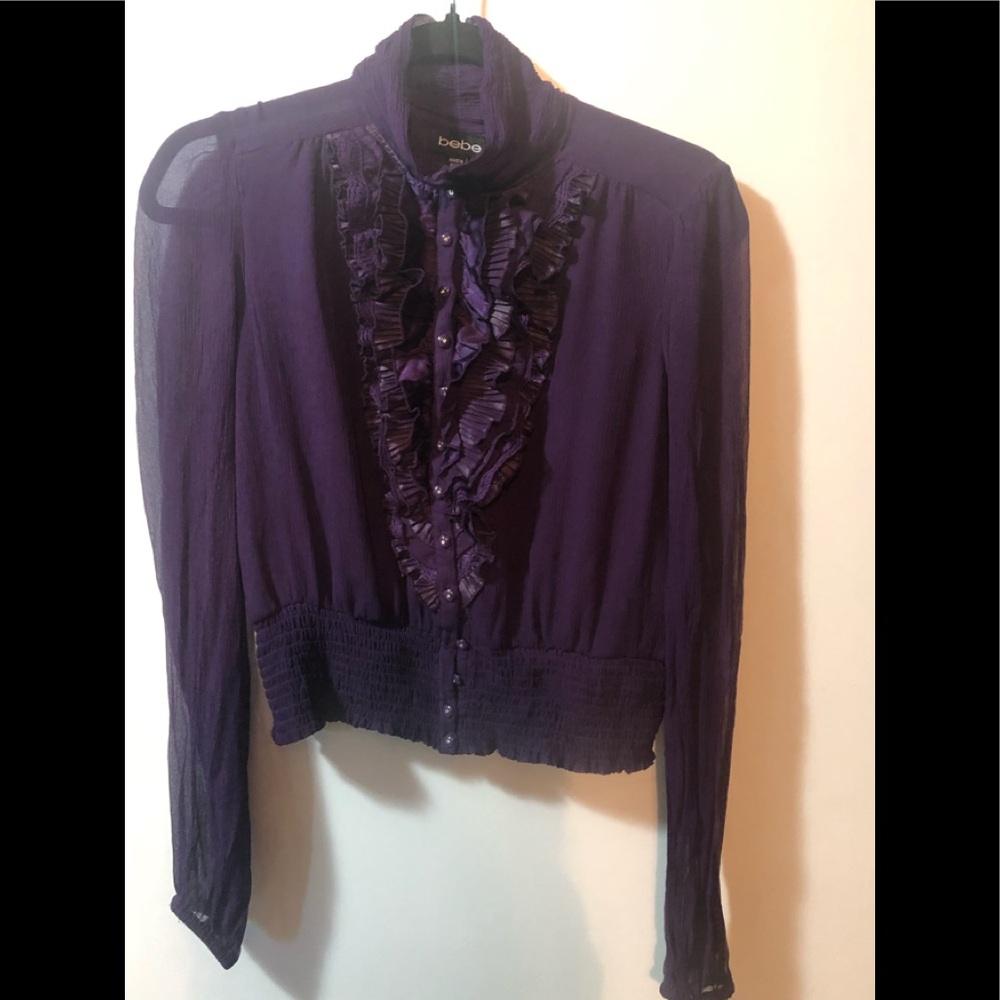 BeBe Sheer Button Front Blouse